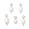 Natural Cultured Freshwater Pearl Rice Pendants, with 304 Stainless Steel Jump Rings, Seashell Color, Stainless Steel Color, 16~20x8~10mm, Hole: 4mm