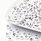 Acrylic Beads, with Horizontal Hole, Letter, Flat Round, Letter.U, 7x4mm, Hole: 1mm, about 3500pcs/500g