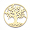 Aluminium Filigree Joiners Links, Laser Cut Filigree Joiners Links, Flat Round with Tree of Life, Golden, 50x1mm