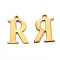 Ion Plating(IP) 304 Stainless Steel Alphabet Charms, Golden, Letter.R, 12x9x1mm, Hole: 1mm