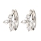 Brass Micro Pave Cubic Zirconia Hoop Earrings, Cross, Matte Platinum Color, 15.5x10x17mm