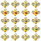 20Pcs 5 Colors Alloy Enamel Charms, with Rhinestone, Bee Charm, Mixed Color, 12.5x14.5x2.5mm, Hole: 1.8mm, 4pcs/color