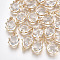 Glass Pendants, with Brass Findings, Faceted, teardrop, Golden, Clear, 18x12x8mm, Hole: 1.5mm