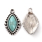 Zinc Alloy Pendants, with Resin, Imitation Turquoise, Horse Eye, Medium Turquoise, 23.5x14.5x5.5mm, Hole: 1.8mm