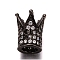 Brass Micro Pave Cubic Zirconia Beads, Crown, Lead Free & Nickle Free, Electrophoresis Black, 12x9mm, Hole: 1mm and 5mm