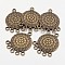 Tibetan Style Links, Flat Round, Antique Bronze, Lead Free and Cadmium Free, 26x21x2mm, Hole: 2mm