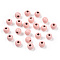 Spray Painted Alloy Beads, Round, Pink, 4x3mm, Hole: 1.2mm