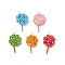 Handmade Glass Seed Beaded Clover Pendants, with 304 Stainless Steel Jump Rings Loop & Glass, Faceted, Mixed Color, 30x28x5mm, Hole: 3mm