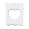 Opeque Acrylic Pendants, Rectangle with Heart, White, 34.5x27x2mm, Hole: 1.5mm