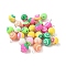 Handmade Polymer Clay Pendants, Round Charms, with Brass Findings, Platinum, 12~12.5x8mm, Hole: 1.5x3.2mm