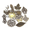 Iron Links, Etched Metal Embellishments, Mixed Style, Mixed Color, 20~65x20~65x1~3mm, Hole: 1~4mm, about 20pcs/bag