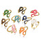 Real 18K Gold Plated Brass Micro Pave Cubic Zirconia Snake Wrap Cuff Rings, Enamel Open Rings for Girl Women, Nickel Free, Mixed Color, US Size 7 1/4(17.5mm)