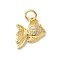 Brass Micro Pave Cubic Zirconia Pendants, Cadmium Free & Nickel Free & Lead Free, Fish Charms, with Jump Ring, Real 18K Gold Plated, 10x12x2mm, Hole: 3.4mm