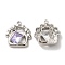 Alloy Pendant, with Glass, Platinum, Lead Free & Cadmium Free, Bag Charm, Lavender, 22x20x4.5mm, Hole: 1.5mm