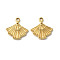 Manual Polishing 304 Stainless Steel Pendants, Fan Charm, Real 18K Gold Plated, 15.5x10x2.5mm, Hole: 1.8mm