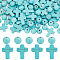 SUNNYCLUE 1 Box 160Pcs Cross Beads Mini Small Cross Bead Charms 8mm Round Blue Synthetic Turquoise Beads 12x16mm Tiny Pocket Crosses Easter Holiday Crucifix Beads for Jewelry Making Beading Supplies