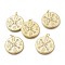 Brass Micro Pave Clear Cubic Zirconia Pendants, with Jump Rings, Long-Lasting Plated, Flat Round with Compass Shapes, Golden, 27.5x25x2mm, Hole: 3mm