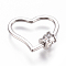 Brass Micro Pave Cubic Zirconia Screw Carabiner Lock Charms, for Necklaces Making, Heart, Clear, Platinum, 22x26x2~5.5mm