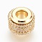 Brass Cubic Zirconia European Beads, Large Hole Beads, Lead Free & Cadmium Free & Nickel Free, Long-Lasting Plated, Rondelle, Golden, 11x8mm, Hole: 5mm