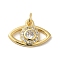 Rack Plating Brass Cubic Zirconia European Dangle Charms, Large Hole Pendants, Cadmium Free & Lead Free, Evil Eye, Real 18K Gold Plated, 11.5x17x3mm