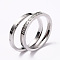 304 Stainless Steel Finger Rings Sets, with Clear Cubic Zirconia, Roman Numerals, Stainless Steel Color, US Size 6~9, Inner Diameter: 16~19mm, 2pcs/set