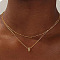 Brass Double Layer Small Letter Pendant Necklaces for Women, Golden, Letter Q, 15.75 inch(40cm)
