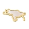 Brass Connector Charms, Cattle, with Shell, Lead Free & Cadmium Free, Long-Lasting Plated, Real 18K Gold Plated, 13.5x24.5x2mm, Hole: 1.2mm