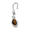 Brass S-Hook Clasps, Cadmium Free & Nickel Free & Lead Free, with Natural Tiger Eye Beads, Snake, Platinum, 36mm