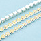 Iron Chains, with ABS Plastic Imitation Pearl, with Spool, Silver, Light Goldenrod Yellow, 2.5x2x2mm, about 10yard/Roll