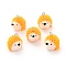 Autumn Theme Opaque Resin Pendants, Hedgehog, Orange, 18x15.3x17.5mm, Hole: 1.5mm