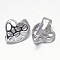 Filigree Heart Rack Plating Brass Enhancer Shortener Pendant Bails, Hinged Bails, Platinum, 18x15x8mm, Hole: 4x10mm