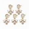 Brass Micro Pave Cubic Zirconia Pendants, Light Gold, Long-Lasting Plated, Cadmium Free & Lead Free, Bee, Clear, 23mm, Hole: 1mm