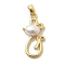 Rack Plating Brass Pendants, with ABS Imitation Pearl, Long-Lasting Plated, Lead Free & Cadmium Free, Real 18K Gold Plated, Mouse, 24.5x12x6.5mm, Hole: 4.5x2.5mm