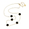 Golden 304 Stainless Steel Necklace, Resin Flower Necklaces, Black, 15.67~15.87 inch(39.8~40.3cm)