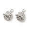 Rack Plating Alloy Rose Charms, Cadmium Free & Lead Free, Platinum, 14x10x8.5mm, Hole: 1.8mm