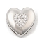 Brass Micro Pave Cubic Zirconia Slide Charms, Long-Lasting Plated, Heart, Platinum, 12.5x12.5x5mm, Hole: 1.5x2.5mm and 11x1.5mm
