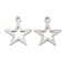 925 Sterling Silver Hollow Star Charms, Real Platinum Plated, 11x10x0.5mm, Hole: 1mm