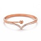 Crystal Rhinestone Wave Hinged Bangle, Ion Plating(IP) 304 Stainless Steel Jewelry for Women, Rose Gold, Inner Diameter: 1-7/8x2-3/8 inch(4.8x5.9cm)