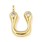 Rack Plating Brass Micro Pave Cubic Zirconia Pendants, Cadmium Free & Lead Free, Long-Lasting Plated, Real 18K Gold Plated, Letter U, 22x15.5x5mm, Hole: 3mm