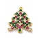 Christmas Series Brass Micro Pave Cubic Zirconia Pendants, Lead Free & Cadmium Free Charms, Christmas Tree, 22x19x3mm, Hole: 1.2mm