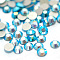 Glass Flat Back Rhinestone, Grade A, Back Plated, Faceted, AB Color, Half Round, Aquamarine, 1.5~1.6mm