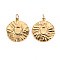 Hammered 304 Stainless Steel Pendant Cabochon Settings, with Jump Rings, Flat Round, Real 14K Gold Plated, Tray: 1/8 inch(4mm), 17.5x15x2mm, Jump Ring: 3.8x0.5mm, 2.8mm inner diameter