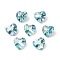 Faceted Glass Charms, Heart, Back Plated, Light Blue, 14x14x7.5mm, Hole: 1.4mm