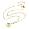 304 Stainless Steel Cubic Zirconia Constellation Flat Round Pendants, Cable Chain Necklaces, Golden, Leo, 15.35 inch(39cm)