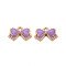 Alloy Enamel Pendants, Bowknot, Light Gold, Dark Orchid, 10x16x2mm, Hole: 1.4mm