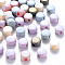Spray Painted Acrylic Beads, Flat Round, Matte Style, Mixed Color, 9x5.5mm, Hole: 2.5mm, about 1774pcs/500g
