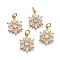 Brass Micro Pave Cubic Zirconia Pendants, with Synthetic Opal, Flower, Golden, Mixed Color, 23mm, Hole: 3.5~4mm