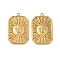304 Stainless Steel Pendants, Rectangle with Sun Charms, Ion Plating(IP), Real 18K Gold Plated, 27x17x4mm, Hole: 1.8mm