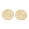 316 Stainless Steel Filigree Joiner Links, Etched Metal Embellishments, Flat Round, Real 18K Gold Plated, 17x0.5mm, Hole: 1.8mm & 1mm