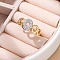 Brass Micro Pave Clear Cubic Zirconia Cuff Finger Rings for Women, Cadmium Free & Nickel Free & Lead Free, Oval, Real 18K Gold Plated, 10mm, Inner Diameter: Adjustable